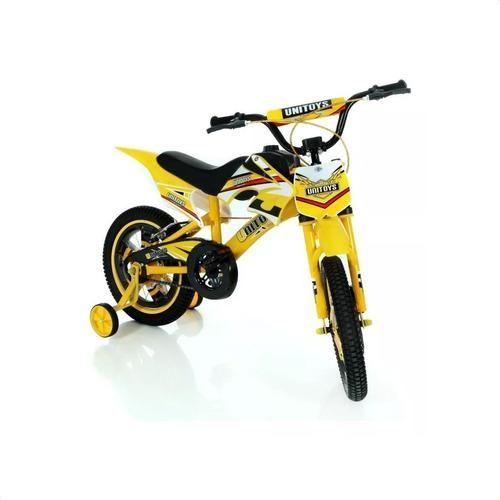 Bicicleta Infantil Aro 14 Amarela Com Som de Moto e até 50KG